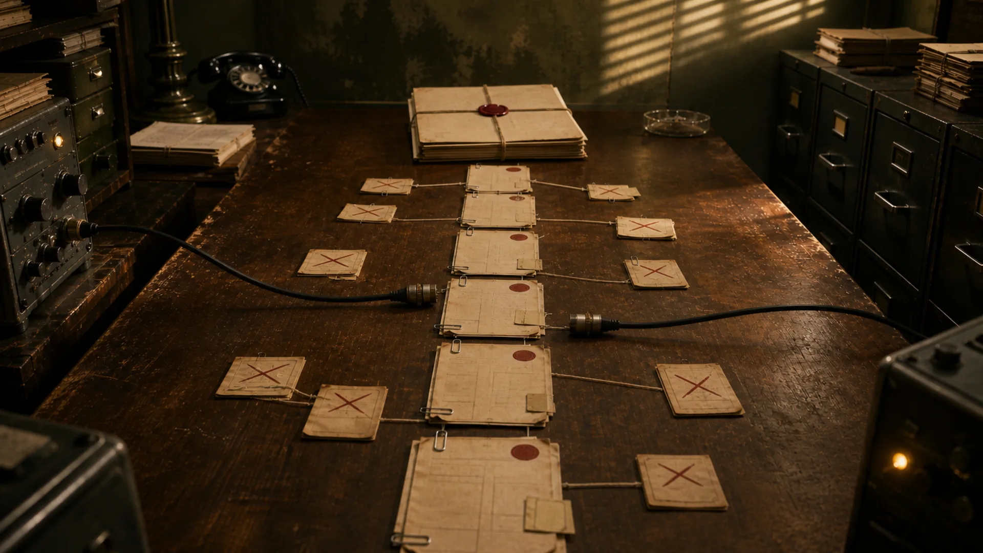 A sealed final deliverable sits behind a visible trail of reviewed, rejected, and revised project judgments